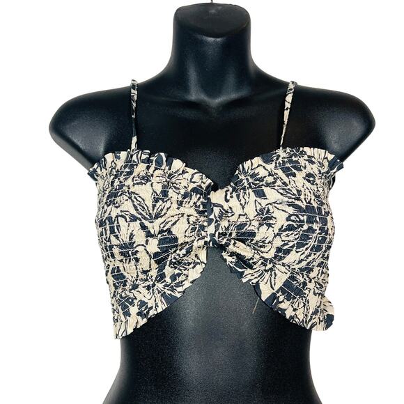 American Eagle Twisted Floral Crop Top Stretch Strappy - S - Picture 1 of 3